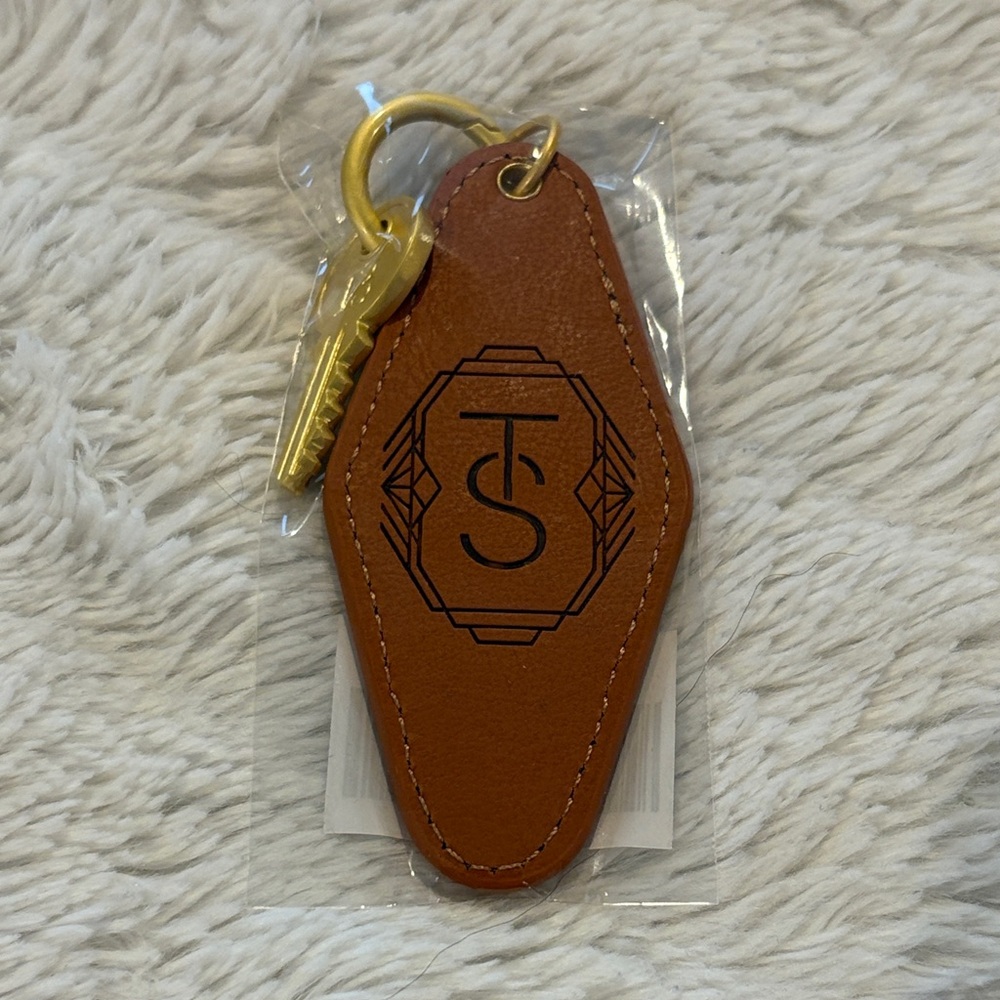 Taylor Swift The Life of a Showgirl Brown Leather Keychain with Gold Key